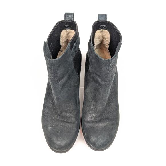 UGG Black Leather Indra Waterproof Wedge Booties Size 7 - Picture 4 of 10